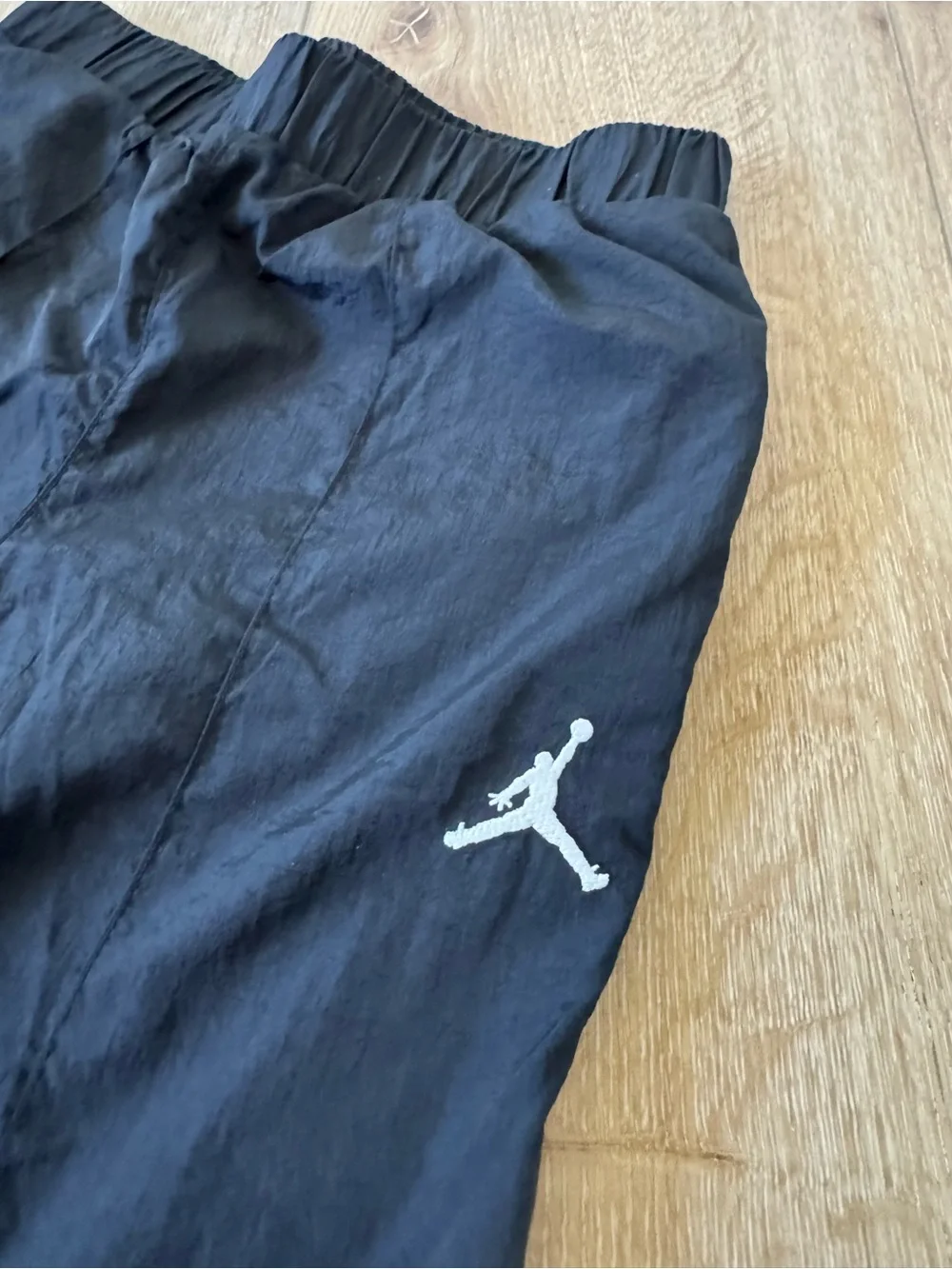 Black Jordan track pants wide-leg silhouette logo taping Youth Medium